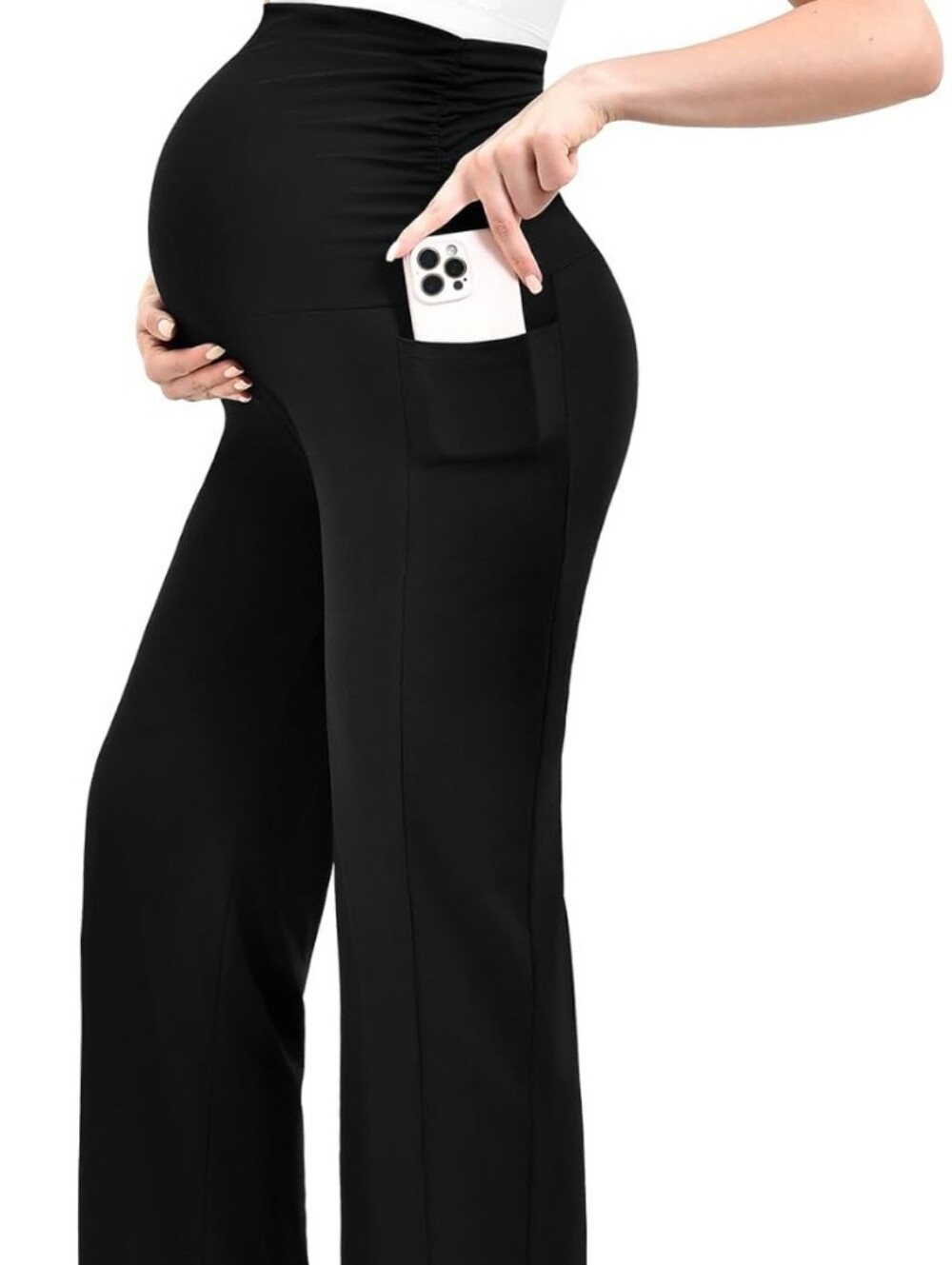 Maternity Wide Leg Lounge Pants Pockets Over Belly Yoga Athleisure Comfort